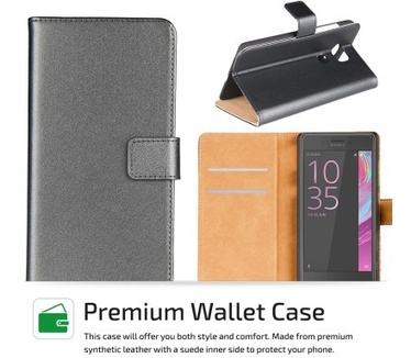 qMust Elegant wallet case Sony Xperia X Performance - met stand - Black