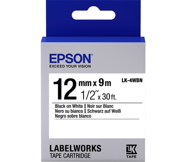 Epson Standard Tape - LK-4WBN Std Blk/Wht 12/9