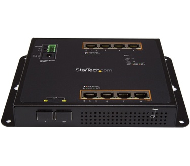 Startech.com 8 poorts PoE+ Gigabit ethernet switch met 2 SFP connecties managed wandmonteerbaar met toegang voorzijde