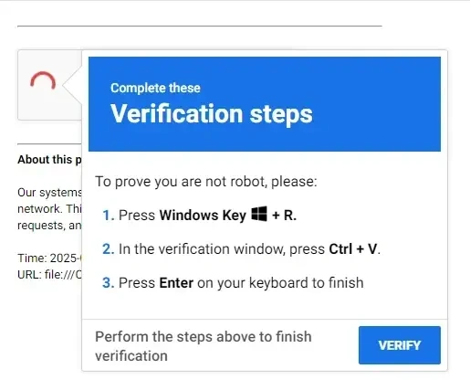 Voorbeeld van een ClickFix-aanval