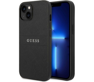 Guess Saffiano Back Case - Apple iPhone 14 (6.1") Zwart