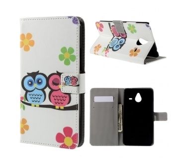qMust Microsoft Lumia 640 XL wallet case - hoesje met stand - Cute Owls