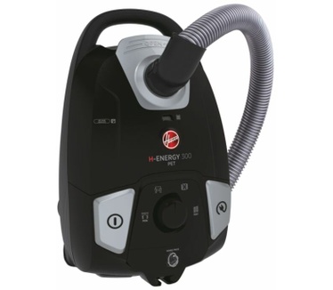 Hoover H-Energy 300 HE320PET 011 Cylinder Stofzuiger, Met snoer, 850W, Zak Capaciteit 3.5 L, Gemakkelijk verplaatsbaar, All Floors Borstel, Mini Pet Turbo Borstel, Zwart