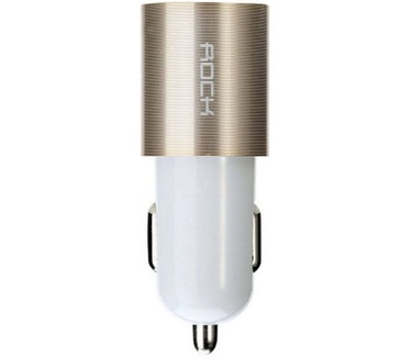 Rock Motor Dual USB Autolader / Car Charger 2.1A - Goud/Wit