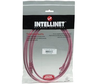 Intellinet Network Patch Cable, Cat5e, 2m, Pink, CCA (Copper Clad Aluminium), U/UTP (cable unshielded/twisted pair unshielded), PVC, RJ45 Male to RJ45 Male, Gold Plated Contacts, Snagless, Booted