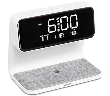 Medion Medion P66075 - Digitale wekker - Slaapkamer - Klok - QI Smartphone laadvlak - Wit