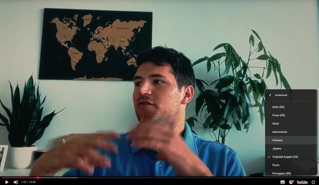 YouTube audiotrack kiezen