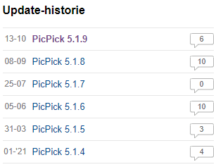 Reacties per versie