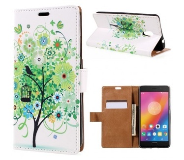 qMust Lenovo P2 Wallet Case - TPU binnenwerk - Flowers & Butterfly