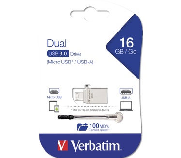 Verbatim Store 'n' Go OTG Micro Drive 16GB Aluminium