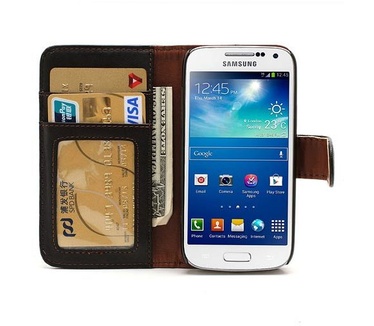 Merkloos Samsung Galaxy S4 Mini Wallet Case Zwart