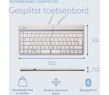 R-Go Tools Split Break, Bluetooth, Qwertz DE, Wit
