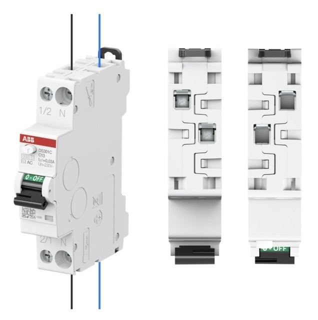 ABB DS301C aardlekautomaat aansluitingen aan onder- en bovenkant