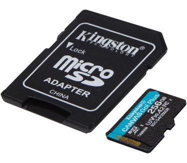 Kingston 256GB microSDXC Canvas Go! Plus Gen4 200MB/s A2 U3 V30 kaart + adapter