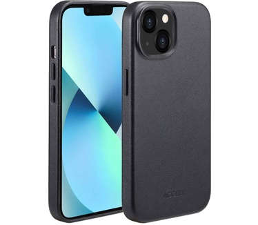 Accezz MagSafe Leather Backcover iPhone 13 - Zwart