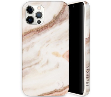 Selencia Aurora Fashion Backcover iPhone 12 (Pro) - Duurzaam hoesje - 100% gerecycled - Wit Marmer