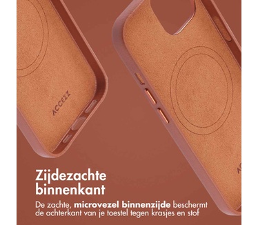 Accezz MagSafe Leather Backcover iPhone 15 - Bruin