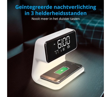 Medion Medion P66075 - Digitale wekker - Slaapkamer - Klok - QI Smartphone laadvlak - Wit