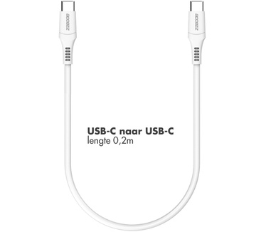 Accezz USB-C naar USB-C kabel - 0,2 meter - Wit
