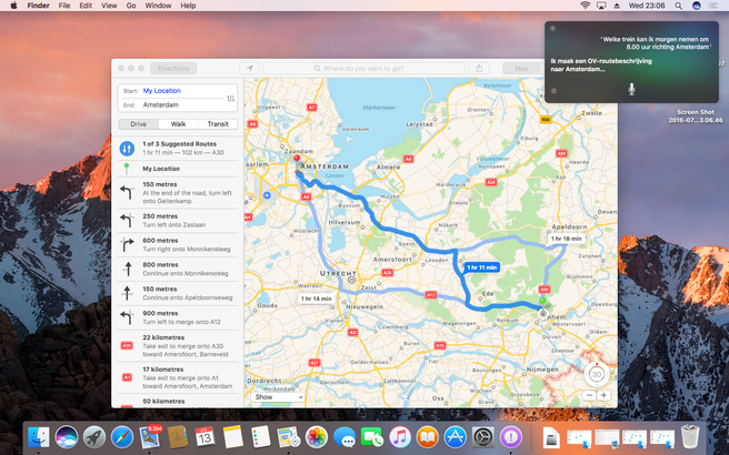 macOS Sierra Siri Maps