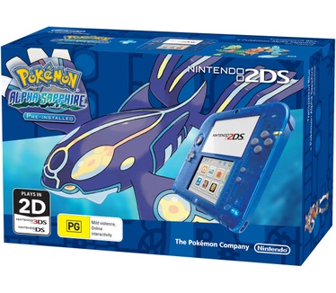 Nintendo 3DS 2DS + Pokemon: Alpha Sapphire Blauw, Transparant