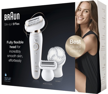Braun Silk-épil 9 Flex 9-030 - Epilator Voor Vrouwen Met Flexibele Kop Voor Ontharen, Wit/Goud