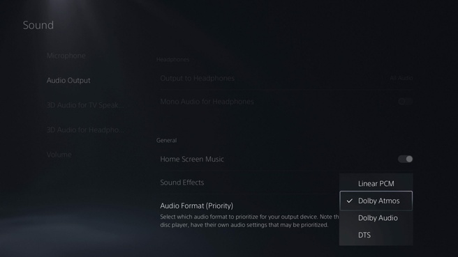 PlayStation 5 Dolby Atmos