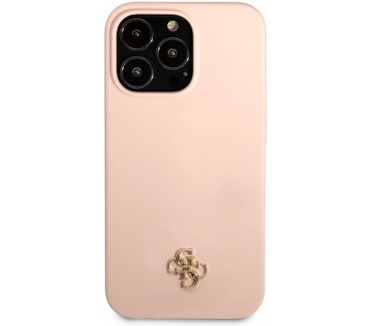 Guess Silicone 4G Logo Back Case - iPhone 13 Pro Roze