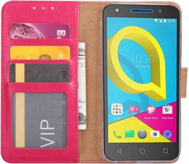 Luxe Lederen Bookcase hoesje voor de Alcatel U5 HD - Roze (Alcatel U5 HD) Roze