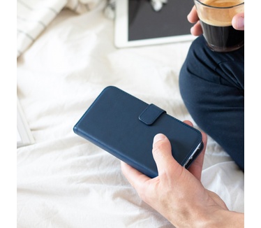 Selencia Echt Lederen Bookcase Huawei P30 Lite - Blauw