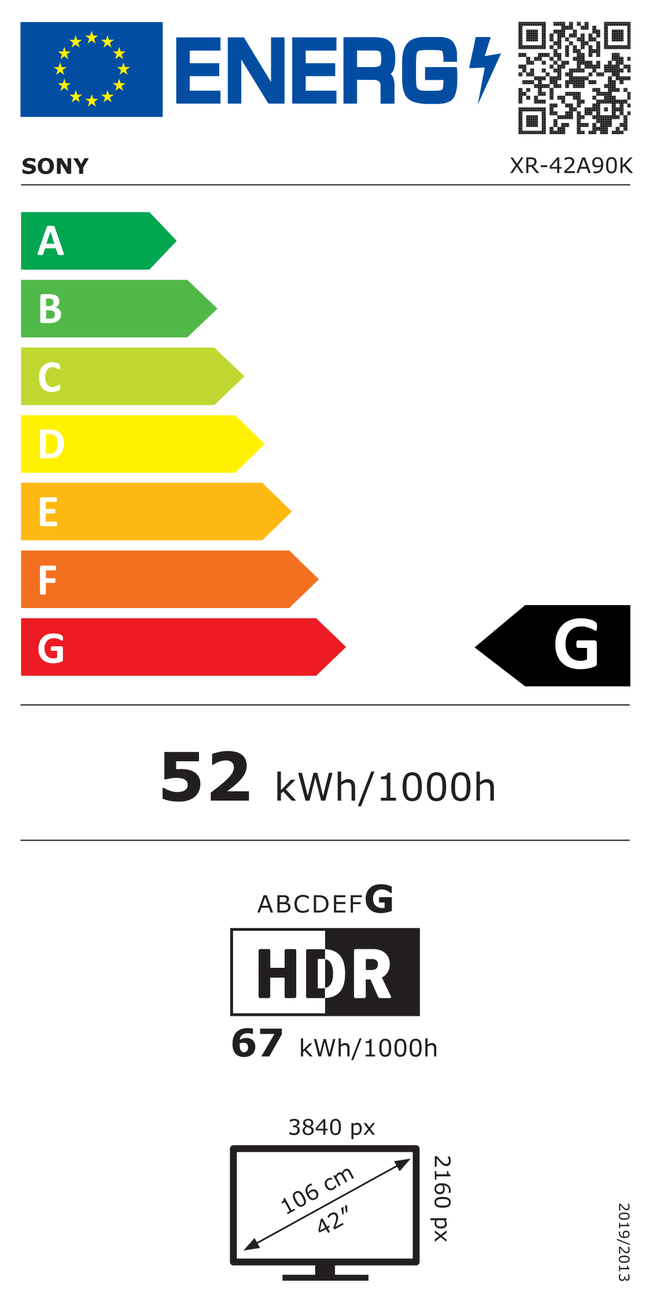 Sony 42A90K Energielabel