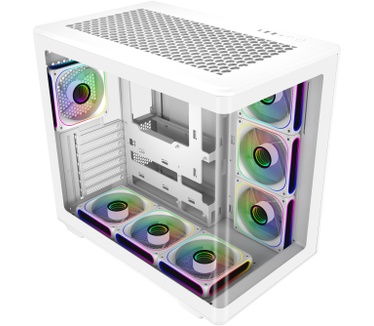 Cooler Master Elite 600, 7x ARGB fans met hub, Wit