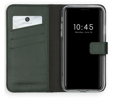 Selencia Echt Lederen Bookcase iPhone Xs - Groen