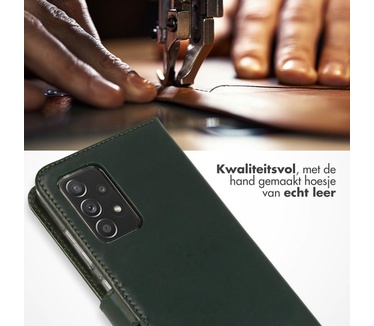 Selencia Echt Lederen Bookcase Samsung Galaxy A52(s) (5G/4G) - Groen