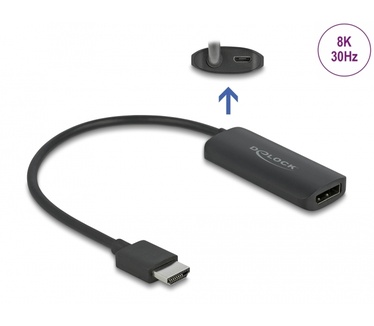 Delock 64213 video kabel adapter 0,18 m HDMI Type A (Standaard) DisplayPort + Micro-USB Zwart