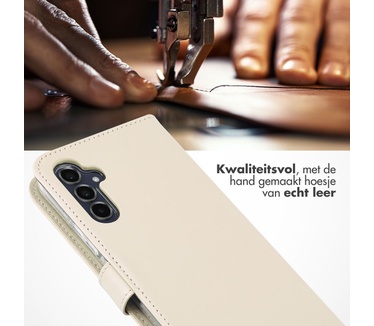 Selencia Echt Lederen Bookcase Samsung Galaxy A34 (5G) - Greige