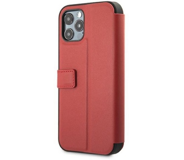 Ferrari Stitch Line Leather Book - iPhone 12 Pro Max (6.7") Rood Rood