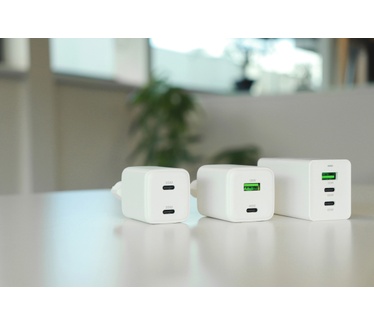 Mobiparts GaN Wall Charger Dual USB-C 35W White (with PD)