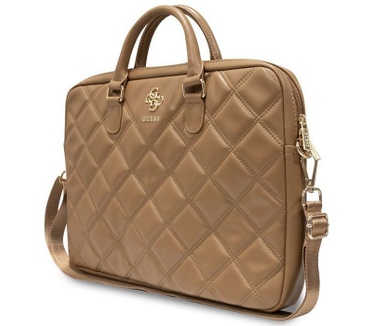 Guess Quilted 4G Metal Logo Laptop Tas - 15/16 inch - Bruin Bruin