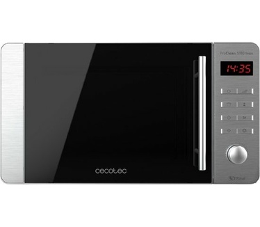 Cecotec ProClean 5110 roestvrijstalen magnetron 700 W, grill 800 W, inhoud 20L, Ready2Clean coating voor betere reiniging, 3Dwave-technologie, ontwerp aan de voorkant en roestvrijstalen handgreep