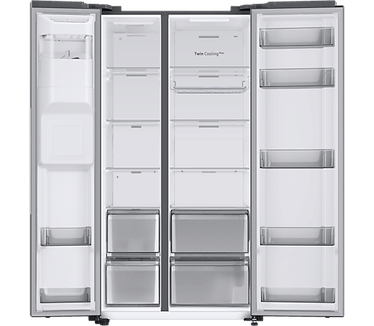 Samsung RS68A8831S9. Apparaatplaatsing: Vrijstaand, Productontwerp: Amerikaanse deur, Kleur van het product: Roestvrijstaal. Totale nettocapaciteit: 634 l, Klimaatklasse: SN-T, Geluidsniveau: 38 dB. Nettocapaciteit koelkast: 409 l, Brutocapaciteit koelkas