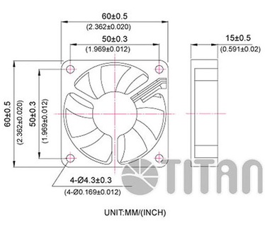 Titan TFD-6015M12Z, 60x60x15mm, 60mm