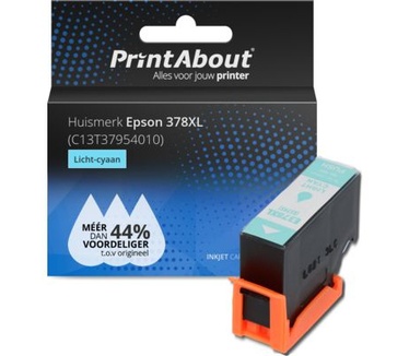 PrintAbout Huismerk Epson 378XL (C13T37954010) Inktcartridge Licht-cyaan Hoge capaciteit