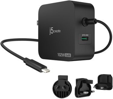 j5create 102W GaN PD USB-C 2-poorts lader met verwisselbare AC-stekkers
