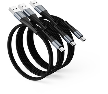 Intenso CHARGING/DATA CABLE A60C MIX 3PCS PACK ZWART