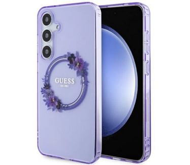 Guess Flowers Wreath Back Case - Samsung Galaxy S24 - Paars Paars