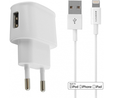 Mobiparts Premium USB Travel Charger 1A + Lightning Cable White
