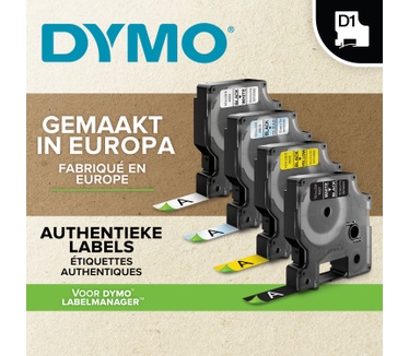 Dymo DYMO originele D1 labels | Zwarte Tekst op Wit Label | 12 mm x 7 m | zelfklevende etiketten voor de LabelManager labelprinters | 20 stuks | gemaakt in Europa