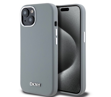 DKNY Silicone Metal Logo Back Case - iPhone 15 (6.1") - Grijs Grijs