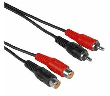 Hama Audio Extension Cable 2 RCA Male Plugs - 2 RCA Female Jacks, 2.5 m